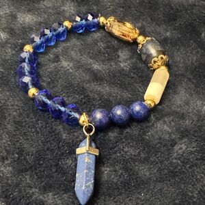 Lapis Lazuli and Gold Charm Bracelet